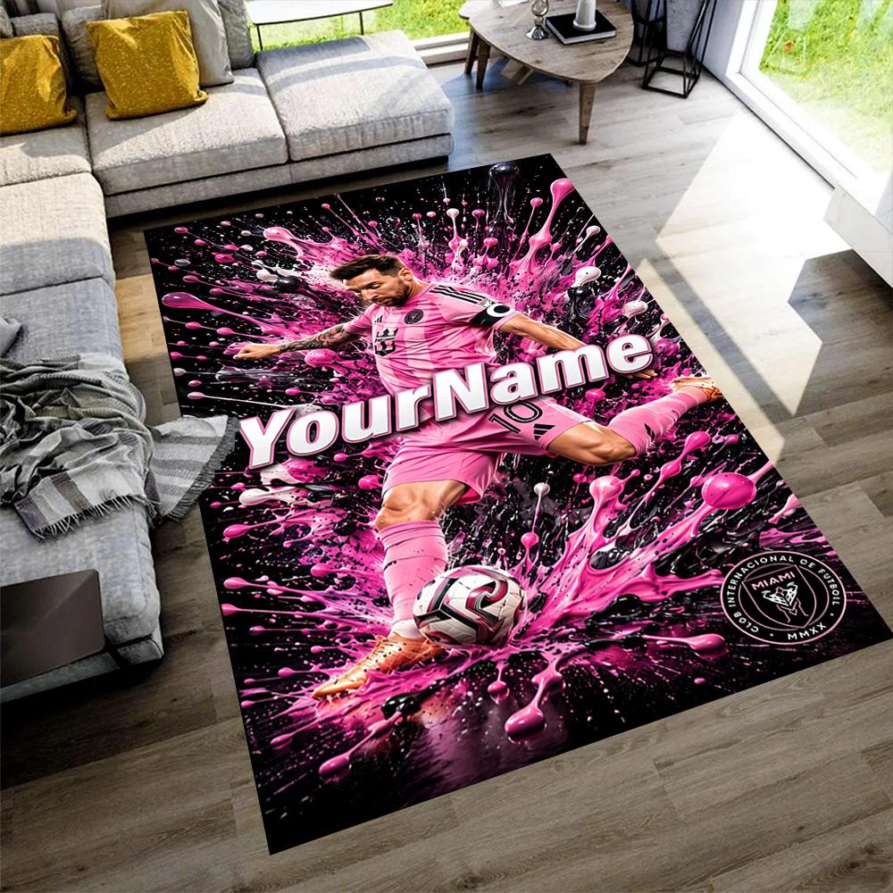 Messi Customize Your Name Carpet Design for Living Rooms Foyer Outdoor Game Room Antislip Carpet Decorate Offices Perfect Gift for Women/Men