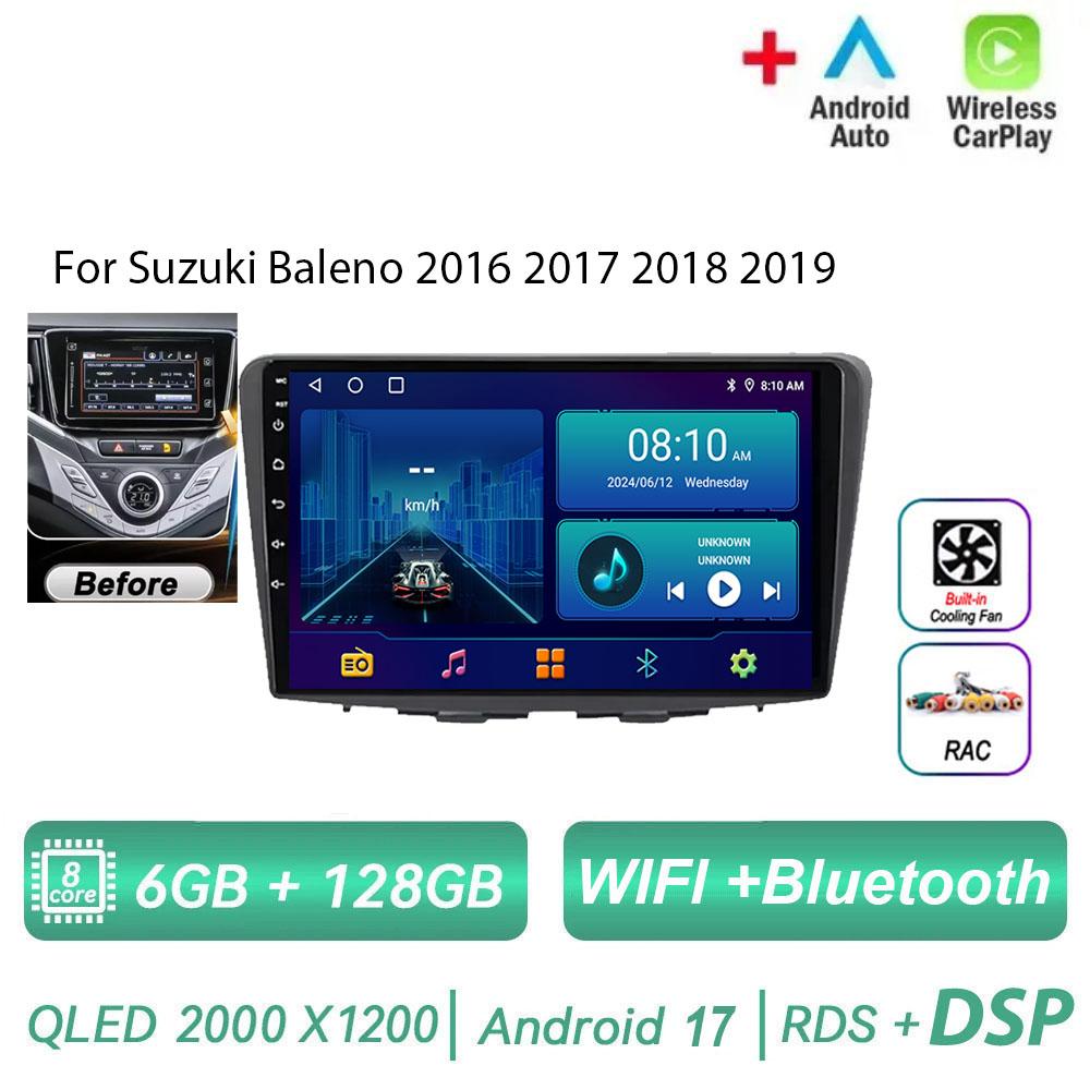 Autoradio Android 17 pour Suzuki Baleno 2016 2017 2018 2019 avec écran GPS, prise en charge de la caméra de recul, Carplay, OBD, lecteur multimédia