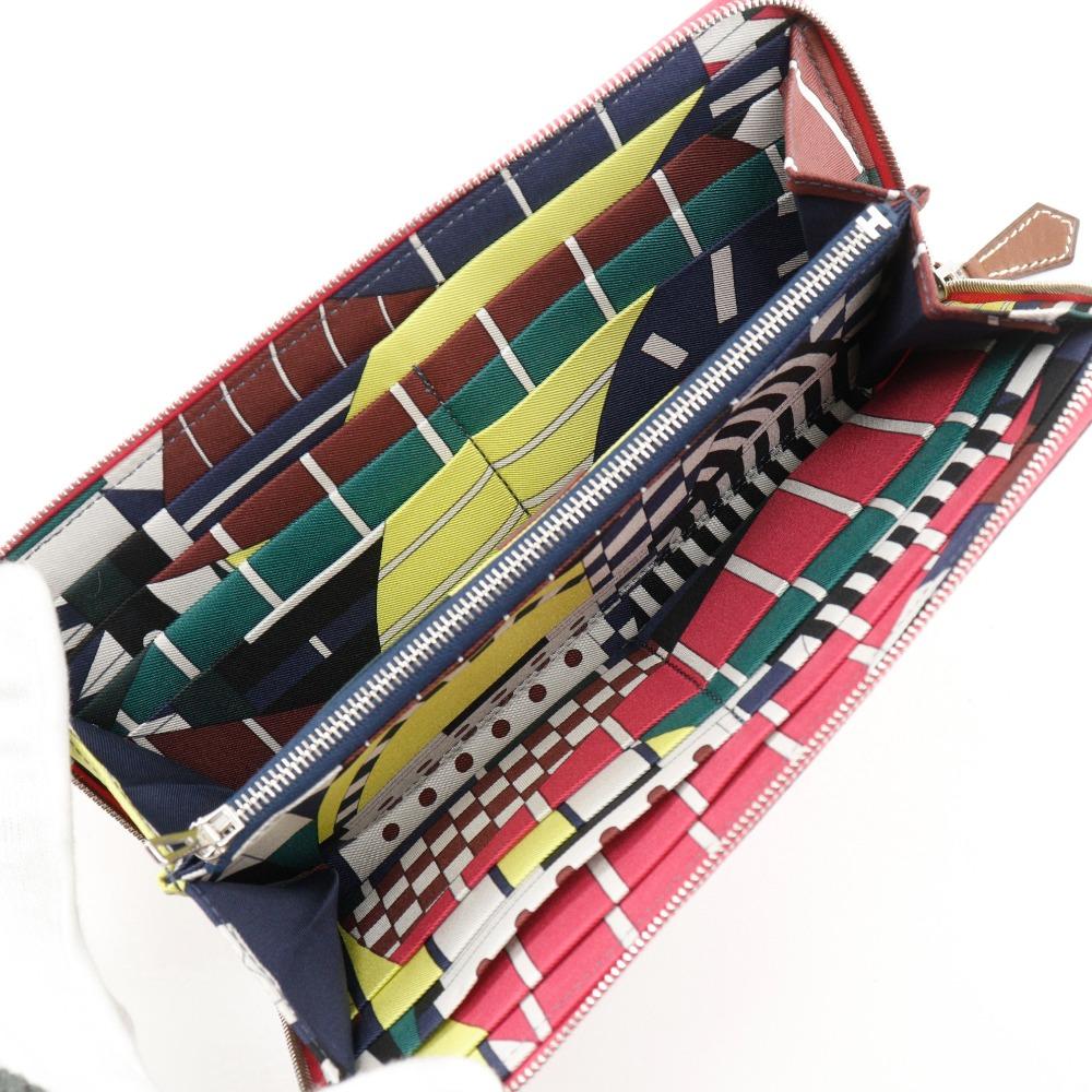 Hermes Azap Длинный шелковый кошелек-вкладыш Розовый мексиканский розовый Epsom Женский Б/у