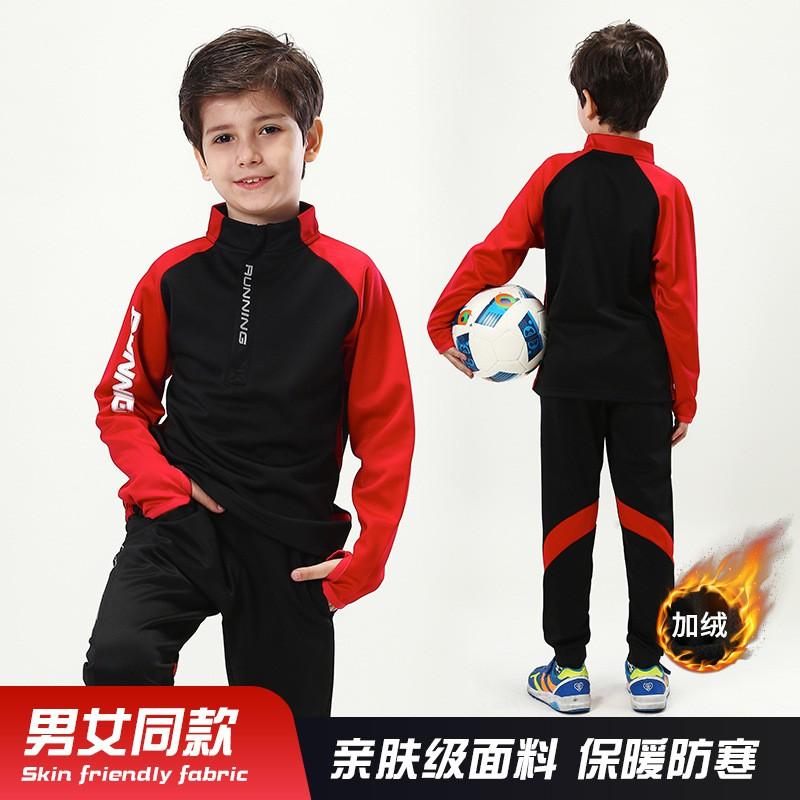 Kids Long Sleeve Soccer Jersey Set Boys Youth Football Training Uniforms Team Sportswear