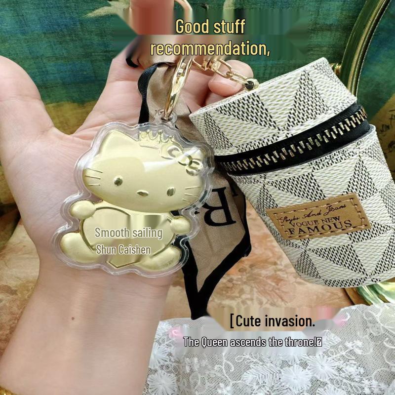 Золотой Кот Кошелек Богатства: Мини-кошелек для монет и брелок-шарм из золота 999 пробы