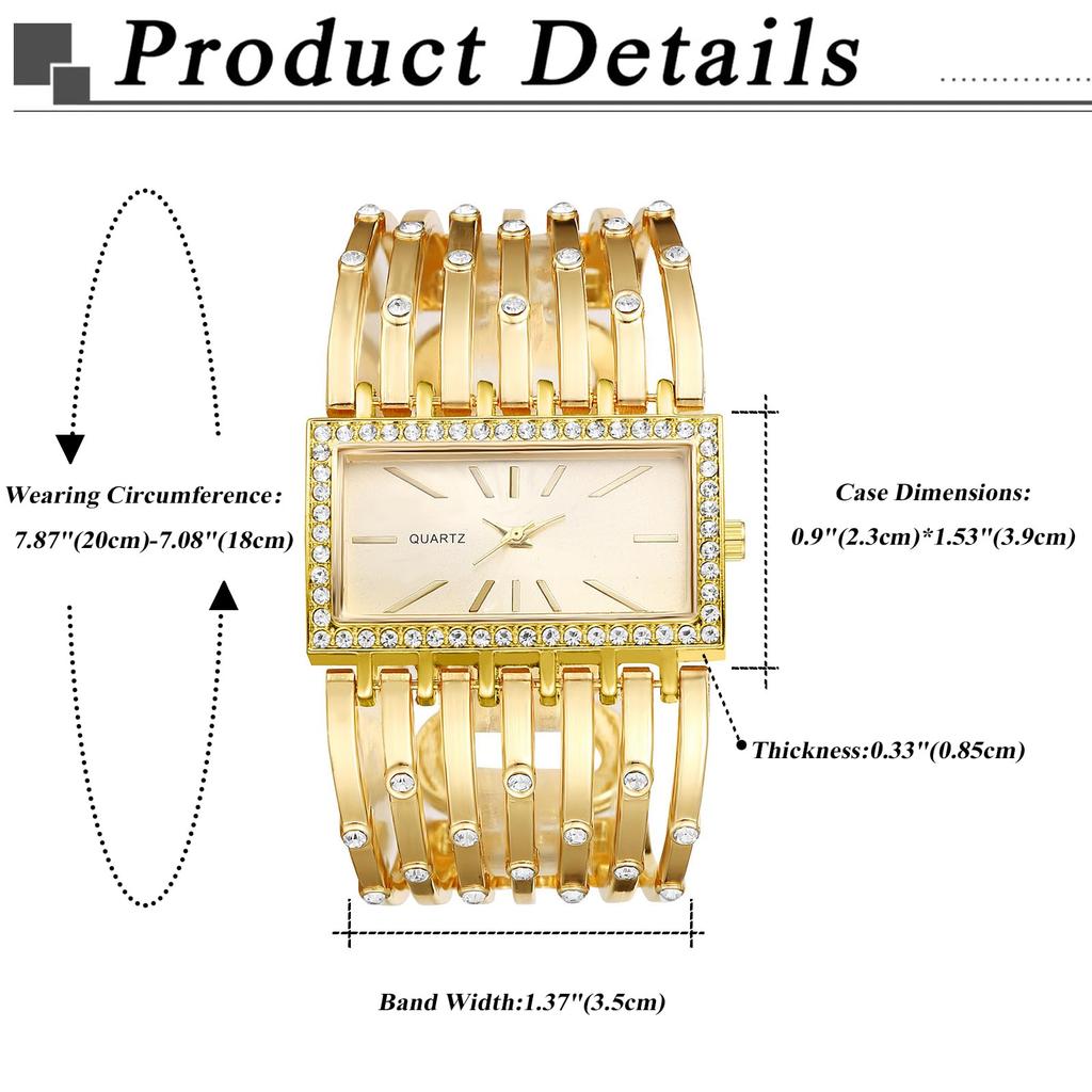 Часы Симпатичный браслет Водонепроницаемый аналоговый дисплей Широкие кварцевые часы Модные часы Золотой подарок Женские золотые - День рождения, Годовщина, Рождество,