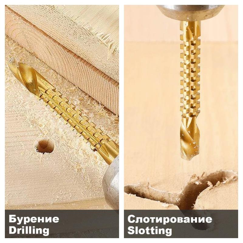 6Pcs Step Drill Bit Saw Drill Bit Set Titanium Milling CutterFor Woodworking Metal Core Hole Opener Titanium Plated Pagoda Drill Bit