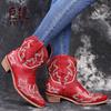 Female Western Cowboy Boots Women Leather Square High Heels Short Shose Cowgirl Booties Ankle Botas Cossacks Shoes Country