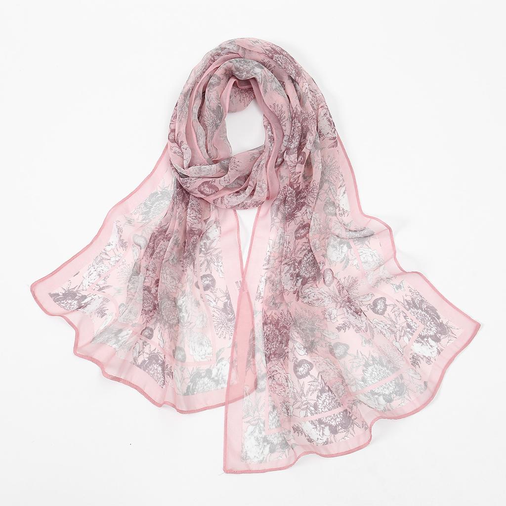 Новый красивый хиджаб из жоржета с цветочным принтом для женщин, тонкий мягкий шарф-шаль, ближневосточный летний пляжный платок с защитой от солнца.