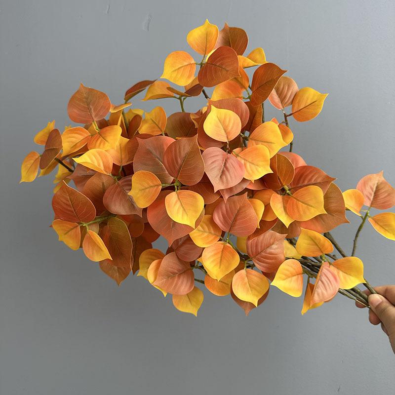 8 шт. Декор для кафе Пластик Осенний цвет Листья Сапиума Себиферума Искусственное растение Настольное украшение Имитация листа Бодхи Зеленое растение