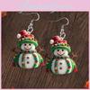 Christmas Themed Snowman Pattern Women Acrylic Earrings For Women And Girls