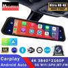 Dash Cam 4K 2160P Car Dvr Carplay Android Auto Stream RearView Mirror GPS 5G WIFI FM Radio AUX Dashcam Car Camera Drive Recorder