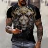 Men's T-shirt Fashion Dark Gold Totem Lion Pattern 3d Printed T Shirt 2024 New Animal Short-sleeved Streetwear Summer Men's Tops