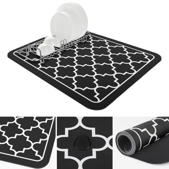 Коврик для сушки посуды Большой абсорбирующий коврик для сушки посуды для кухонной стойки Многофункциональный кофе-ванная комната