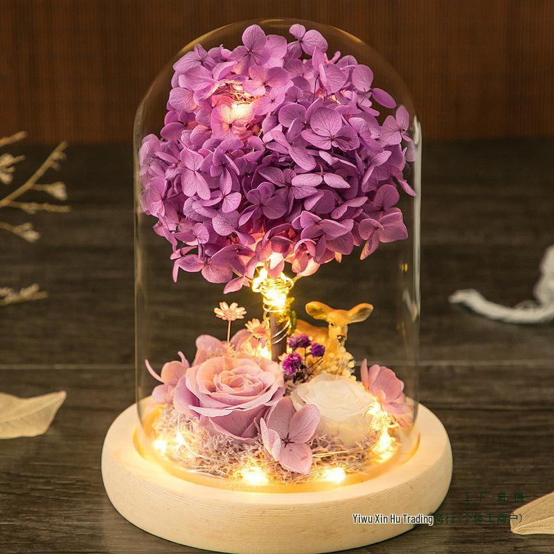 Eternal Dried Roses Glass Dome Gift Box - Perfect for Valentine's, Birthdays, and Special Occasions.