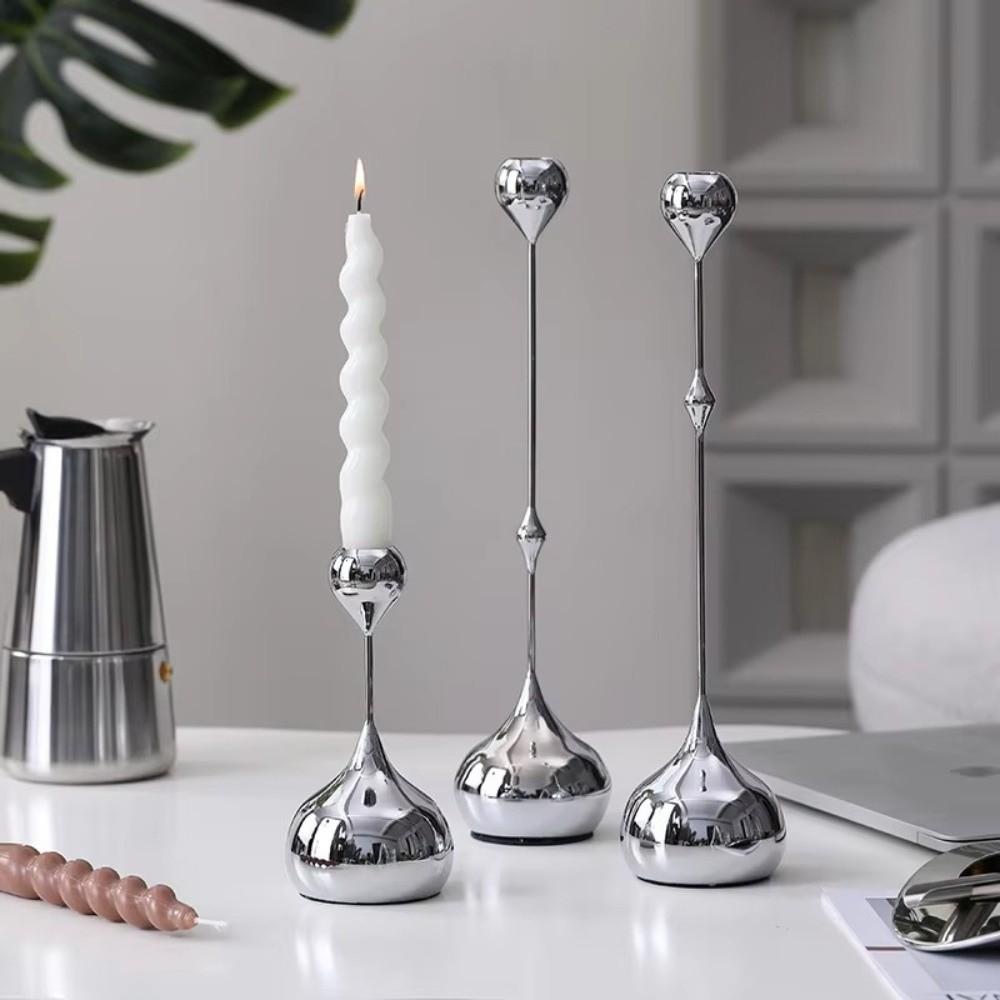 1/3pcs Silver Gold Black Candlestick Holder Romantic Wedding Photography Props  Home Dining