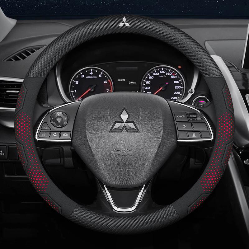 Car Suede Carbon fiber Leather Steering Wheel Cover For Mitsubishi Outlander Pajero Asx Lancer EX Evolution L200 Triton RALLIART