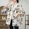 2025 New Plus Size Spring Summer Women Coat Basic Jackets Vintage Tops Tees Floral Casual Loose Tees