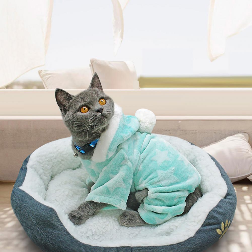 Soft Fleece Dog Pajamas Jumpsuit Winter Dog Clothes Star Pattern Warm Comfortable Jumpsuits Coat for Small Dogs Puppy Dog Cat Clothing Jumpsuits