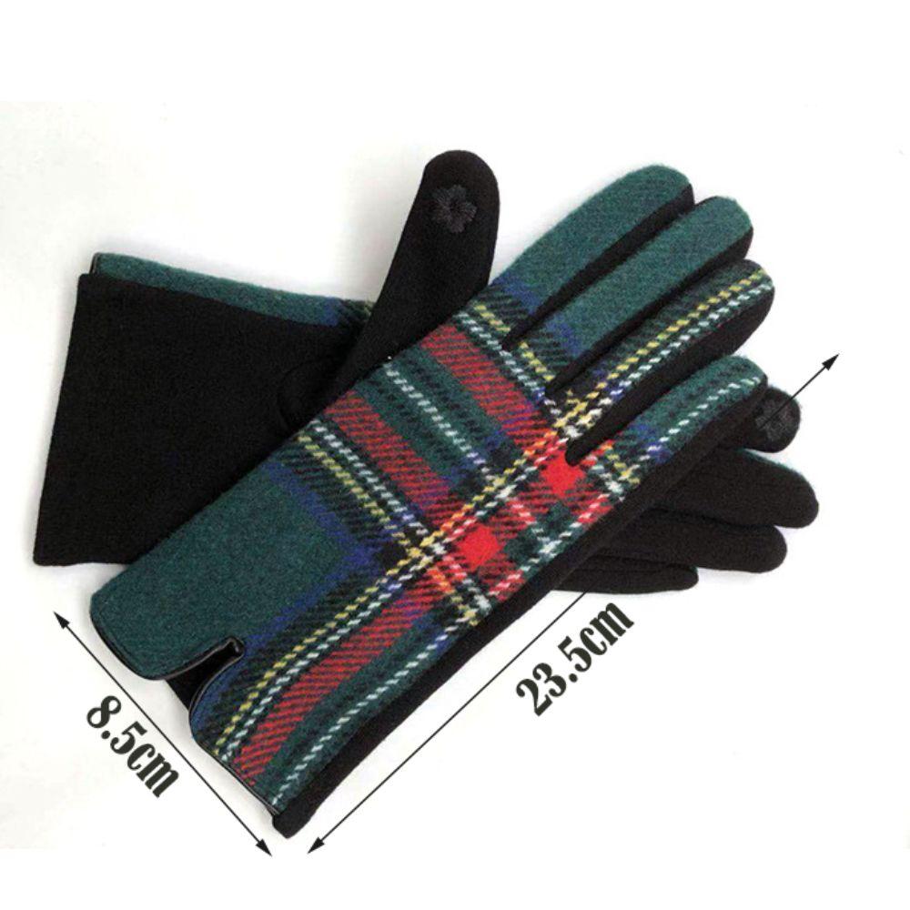 Velvet Plaid Gloves Gothic Lolita Touch Screen Gloves Fashion Wool gloves for Women