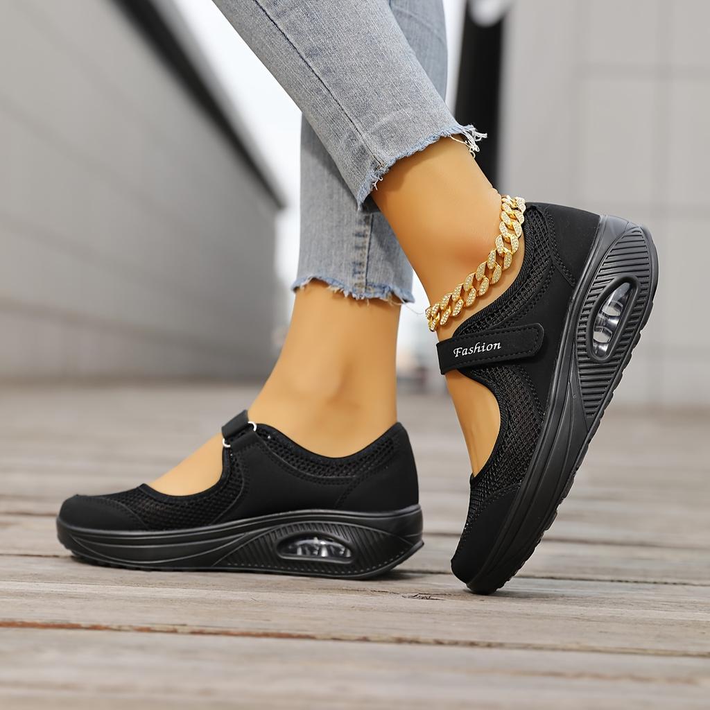 Women's Casual Mesh Sneakers, Breathable & Comfort Platform Soft Sole Shoes, Daily Walking Wedge Footwear