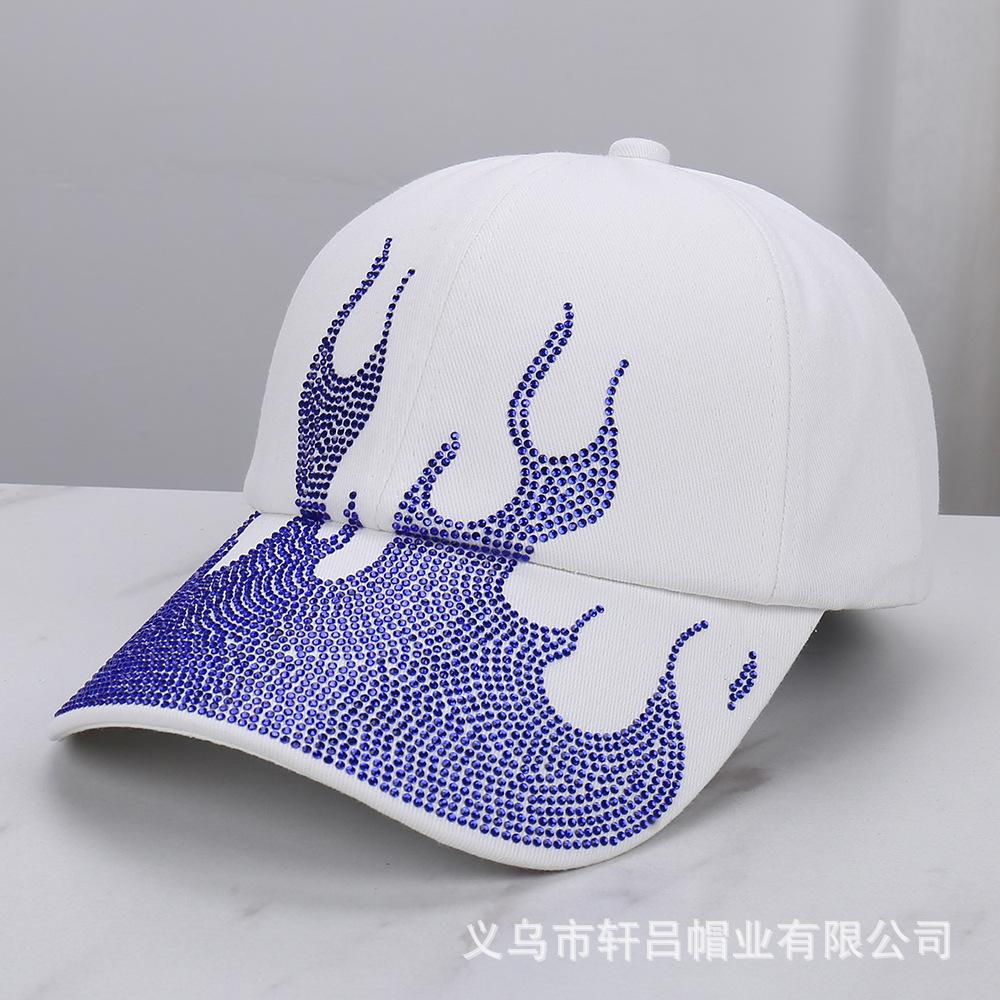 Spring and summer new personalized design fashionable flame hot diamond versatile baseball cap women's outdoor leisure sunshade cap