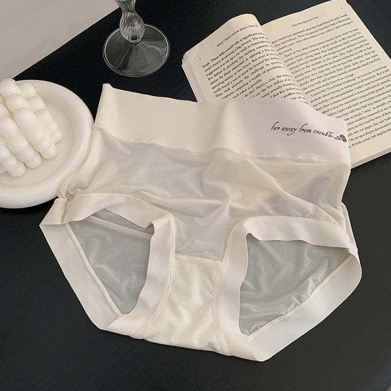 High-Waisted Nude Feel Quick-Dry Ice Silk Tummy Control Panties – Breathable Hip-Lifting Cotton Crotch Triangle Design for Women.