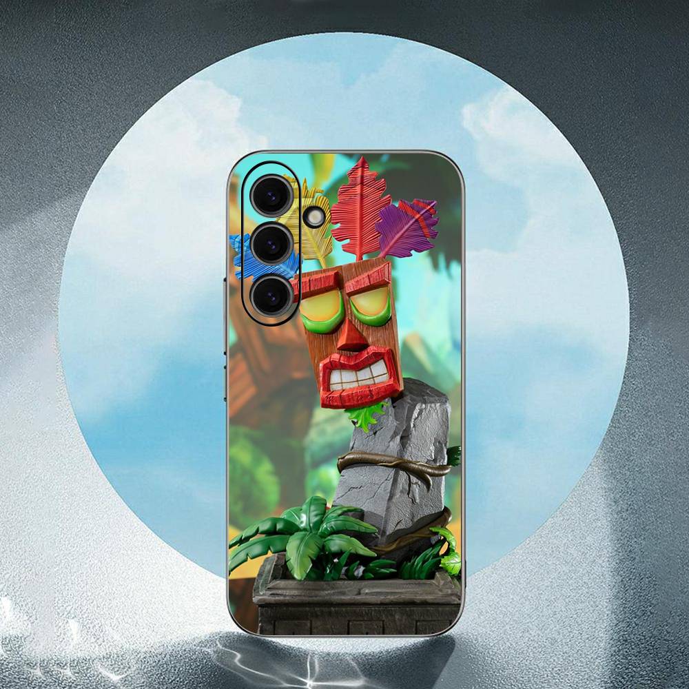 Aku Aku Crash For Samsung Galaxy S25 S24 S23 Ultra S22 S21 Plus S20 Black Soft Silicone Protective Case