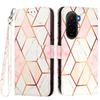 For Xiaomi Poco M7 Plus 5G/M7 4G (169mm) Case with Strap Marble Pattern Leather Phone Cover Card Holder