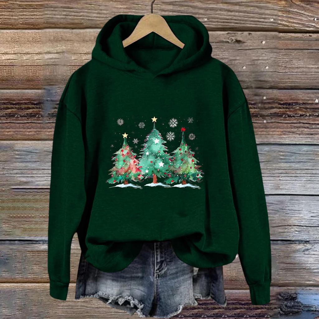 Женская толстовка с принтом «Спорт» с рождественским принтом, толстовка с капюшоном, топ с длинным рукавом, повседневная толстовка