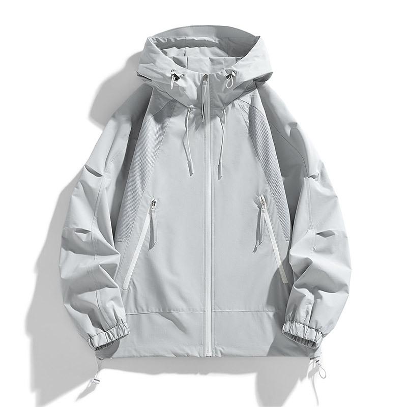 Куртка мужская осенняя свободная ветрозащитная водонепроницаемая куртка большого размера с увеличенным капюшоном для активного отдыха
