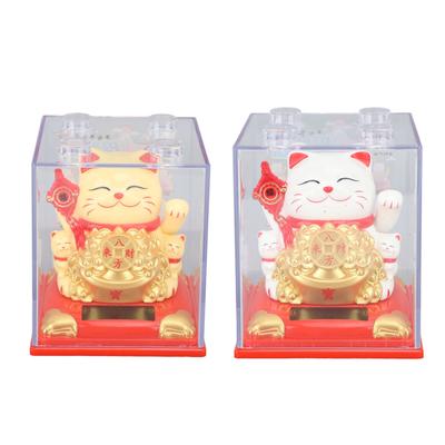 Lucky Cat Яркое выражение Пластиковый Милый солнечный кот удачи с махающей рукой для украшения подарка