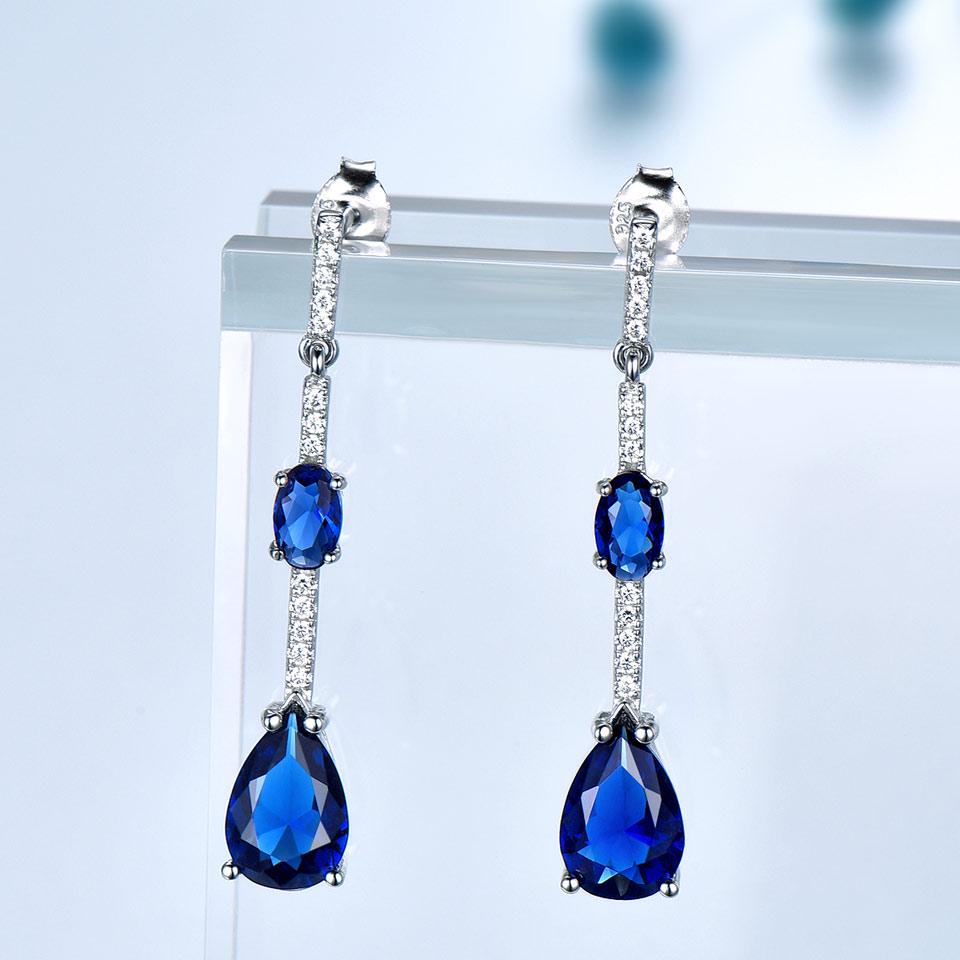 Серьги из серебра 925 пробы с синим сапфиром, серьги-подвески из стерлингового серебра, серьги в стиле бохо из серебра, подарки на день рождения, подарки для нее