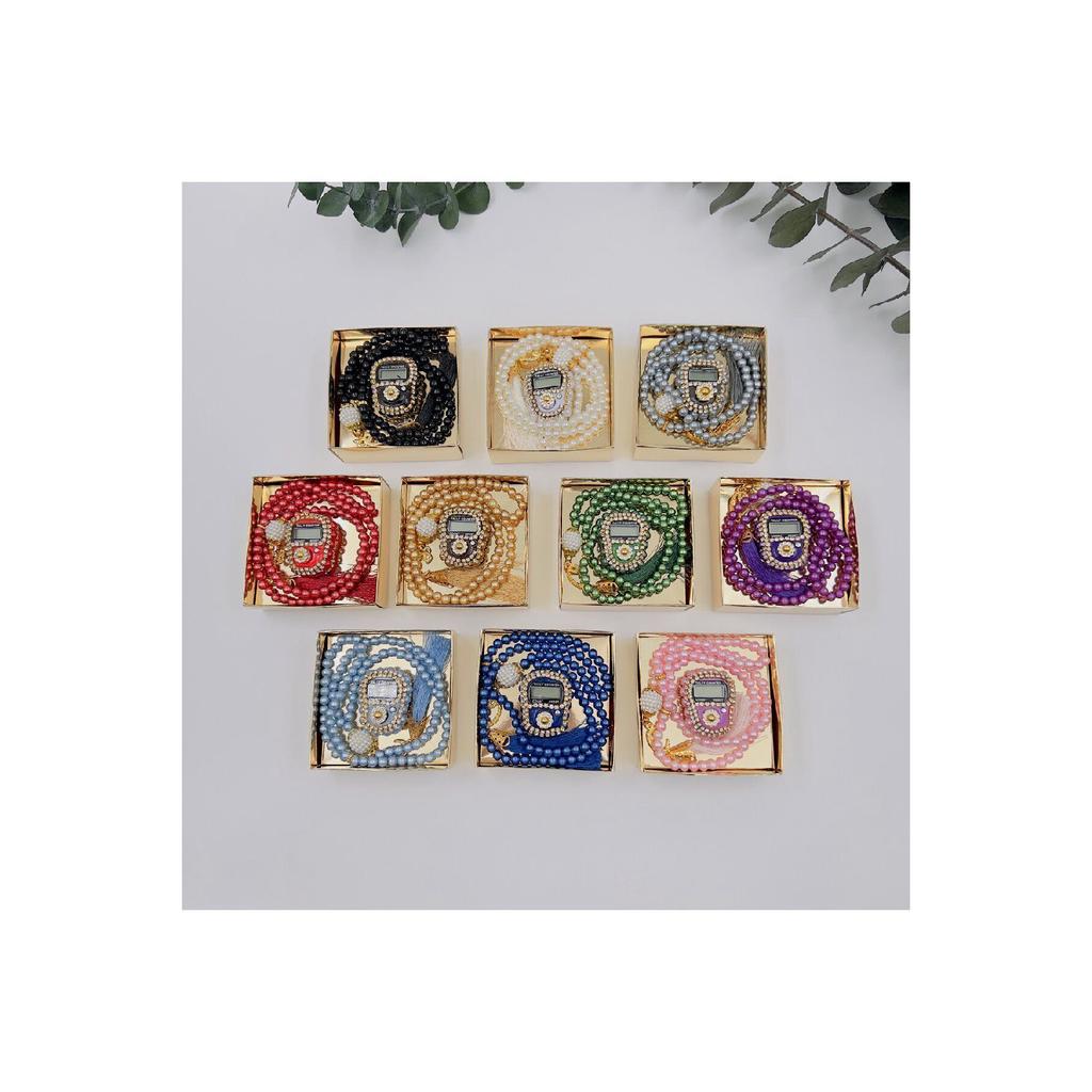 10 подарочных четок и набор камней для пения в золотой упаковке (мевлит-обрезание-хадж-умра)