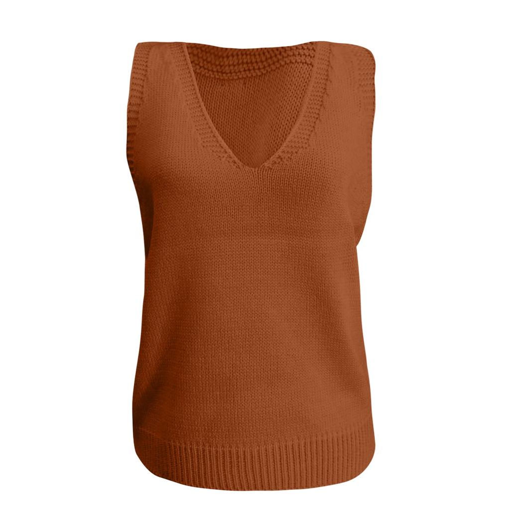 Women's Fashion Solid Color Casual Knit Turtleneck Pullover Sleeveless Sweater Vest