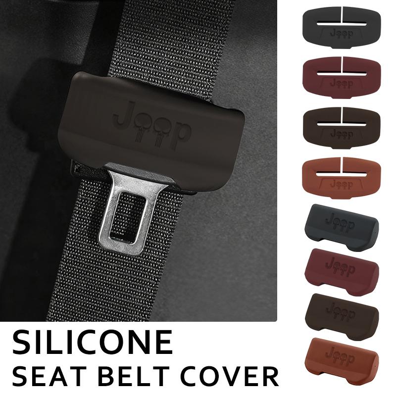 Car Seat Belt Buckle Plug Anti-collision Cover Silicone Protective Covers For Jeep Cherokee Wrangler JK Gladiator Compass cybr0