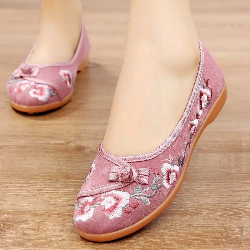 Тканевые туфли с вышивкой. Женская обувь с вышивкой в стиле ретро в этническом стиле. Повседневная обувь на плоской подошве. Дышащая обувь с сеткой.