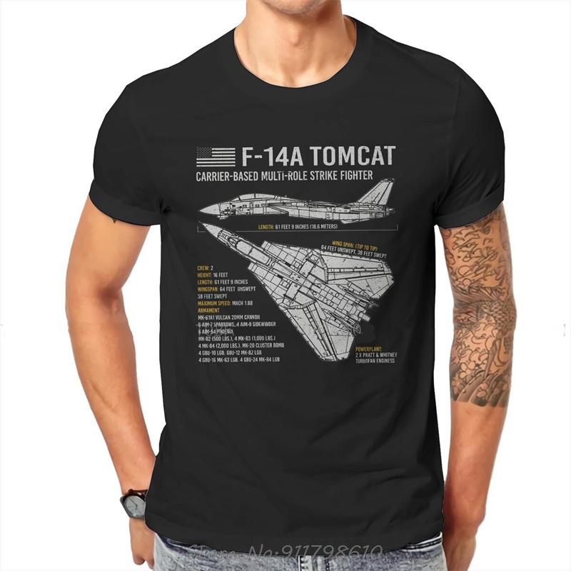 F-14 Tomcat Самолет ВМС США Самолет ВВС США Чертеж самолета Футболка с круглым вырезом Топ Ган Маверик Гусь Футболка Мужская Одежда Оверсайз...