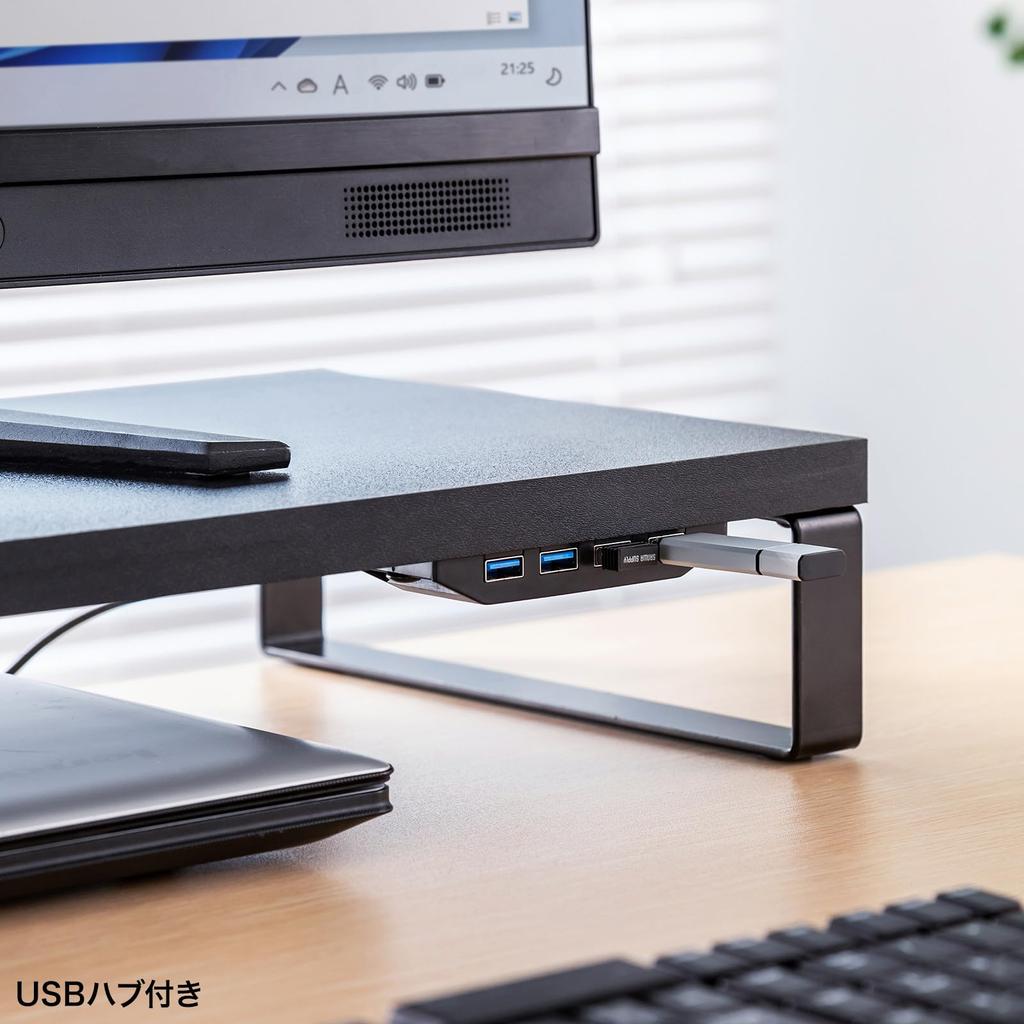 SANWA SUPPLY Подставка для монитора с USB-хабом (черный) MR-LC215BK