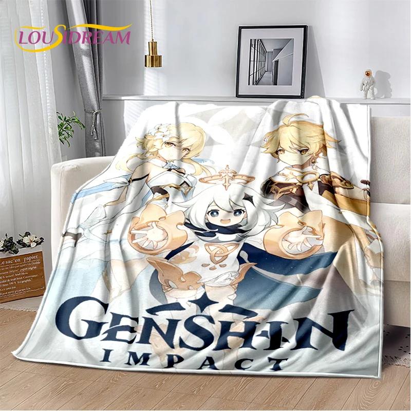 Новый Персонаж Genshin Impact Одиночная Мультяшная Игра Мягкое Одеяло, Мягкое Пледовое Одеяло для Дома Спальни Кровати Дивана Пикника Подарок Ребенку