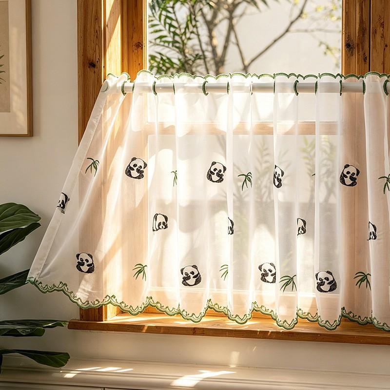 Half-curtain Door Valance American Style Floral Lace Curtain Kitchen Bedroom