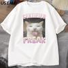 Certified Freak Funny Cat Meme T-shirt Man Short Sleeve T-shirt Men Clothes Y2k Graphic T Shirts Oversized Tees