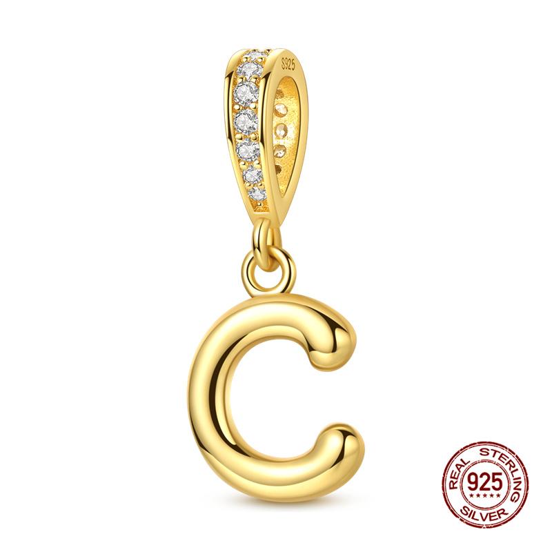 Новинка Оригинальные Шармы Медь 26 Золотых Букв А-Я Шарм-Бусина Подходит для Оригинального Браслета 3 мм для Женщин DIY Модная Бижутерия Подарок