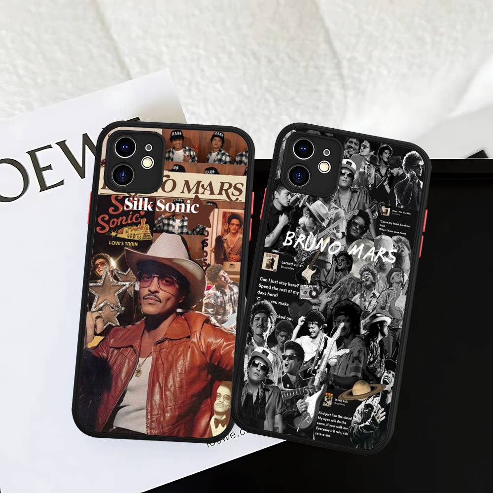 B-Bruno M-Mars Singer For IPhone 16 15 14 13 12 11 Pro Max X XS MAX Plus Translucent Black Phone Cover