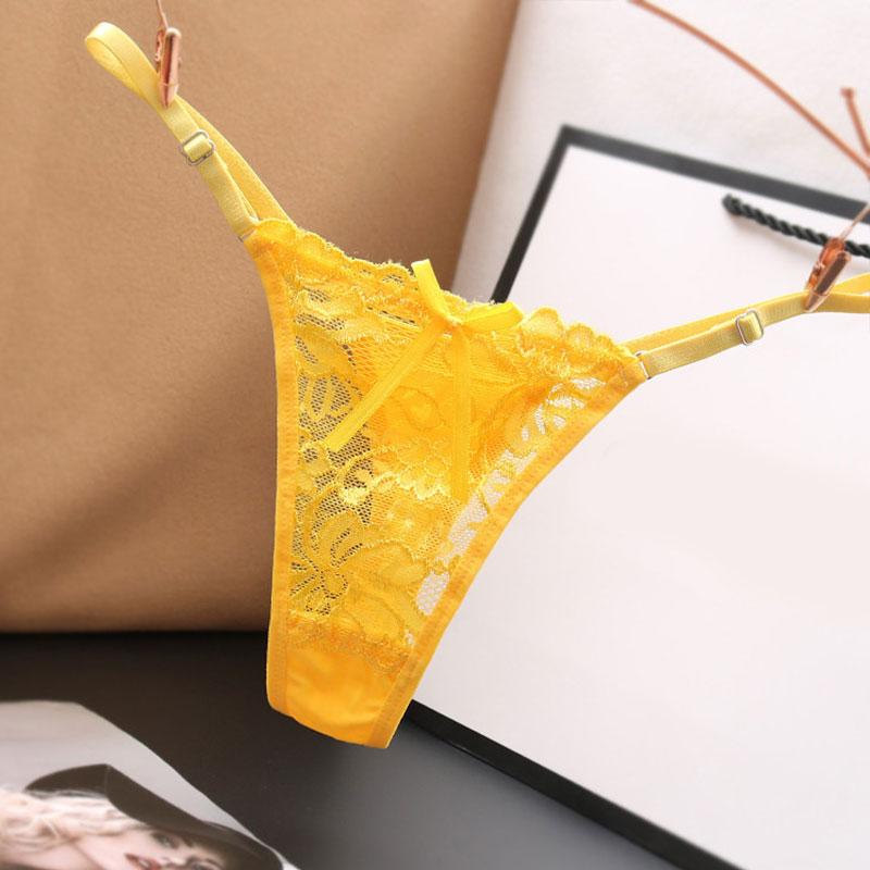 Женское сексуальное женское белье с низкой талией, стринги, трусики, кружевные регулируемые трусы, прозрачное нижнее белье