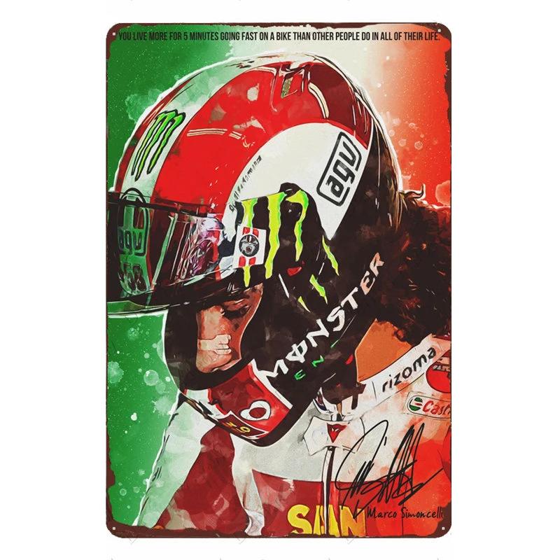 Motorcycle Rider Classic Sports Racing Tin Sign Vintage Metal Poster Decor Man Cave Garage Wall Signs Art Plaques Tin Plate Sign