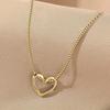 1pc Hollow Heart Necklace, Simple Collarbone Chain, Fresh and Elegant Necklace, Niche Design Accessory