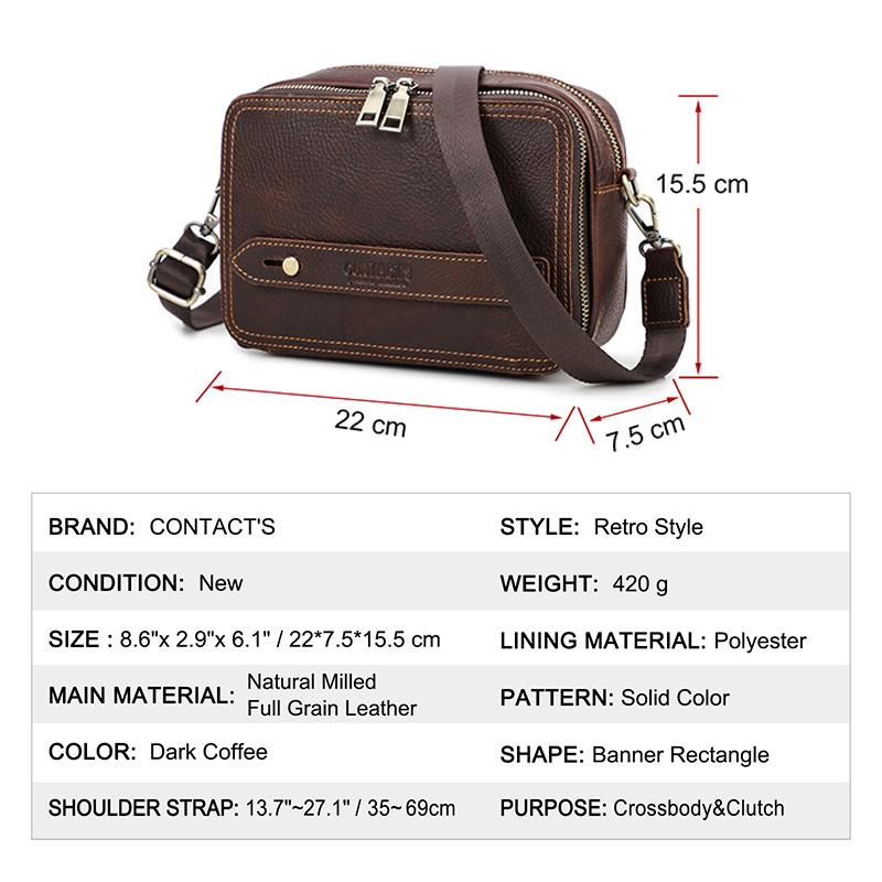 Genuine Leather Men Mini Shoulder Bags Casual Crossbody Bags Clutch Small Handbag Vintage Male Messenger Bag