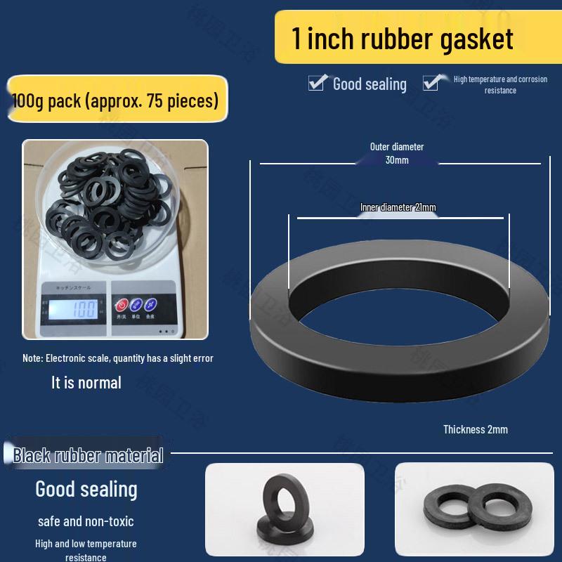 Набор плоских резиновых шайб: Водонепроницаемые прокладки для душевых шлангов и смесителей - Размеры 3/8", 1/2", 3/4", 1"