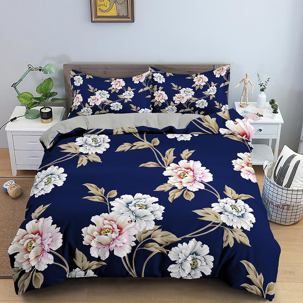 Тропические цветы King Queen Комплект постельного белья Красочный винтажный цветочный пододеяльник Зеленые листья Покрывало из полиэстера Покрывало