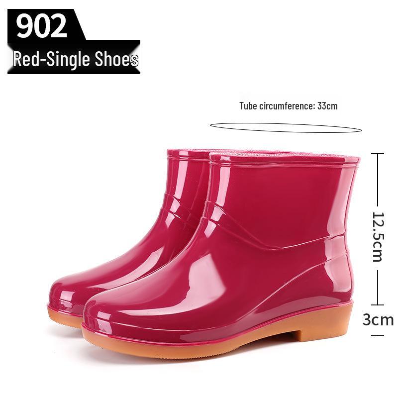 Women's Khaki Low-Cut Non-Slip Waterproof Rain Boots for Spring and Autumn