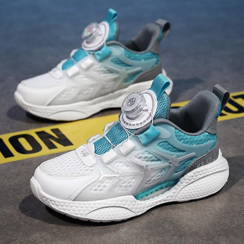 Youth style shoes Girls Running Shoes With Rotating Buckle Breathable Mesh Lightweight Athletic Sneakers Kids Outdoor Indoor Use