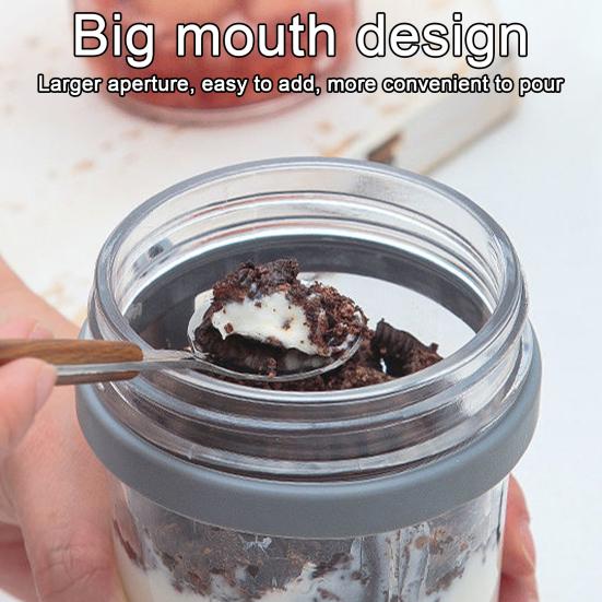 350 мл чашка для овса на ночь с ложкой и крышкой герметичный стеклянный контейнер для завтрака для овсянки, салата, йогурта, экологически чистая многоразовая чашка