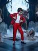 Kids Michael Jackson Costume Red Black Leather Outfit Boys Stage Performance Suit Halloween Fancy Dress